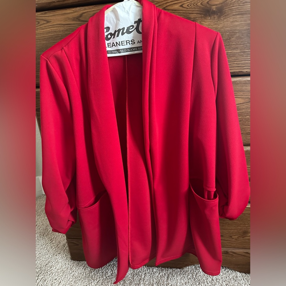Boohoo Vibrant Red Women's Blazer